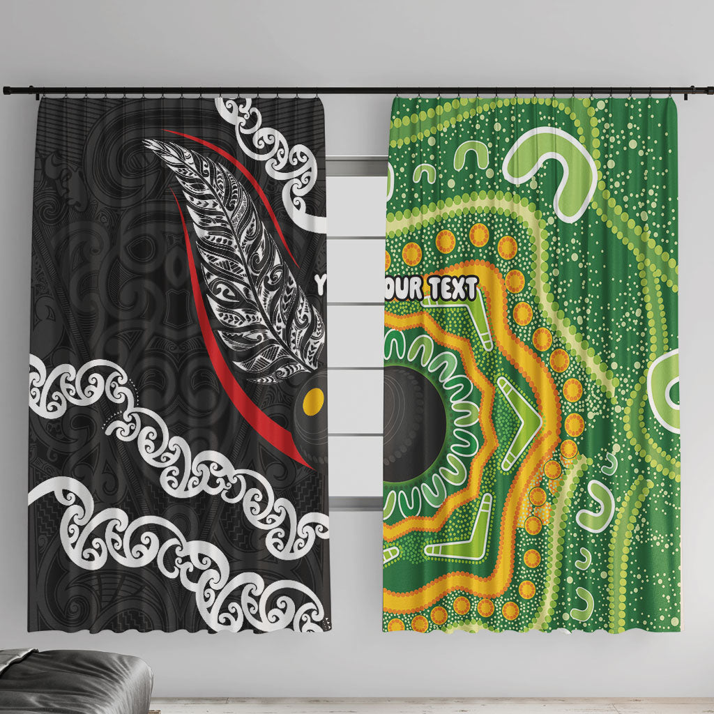 Personalised Aotearoa and Australia Lawn Bowls Window Curtain Maori Fern and Aboriginal Pattern LT03 With Hooks Multicolor - Polynesian Pride