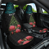 Personalized New Zealand Christmas Car Seat Cover Maori Santa Pikorua and Pohutukawa Meri Kirihimete LT03 One Size Black - Polynesian Pride