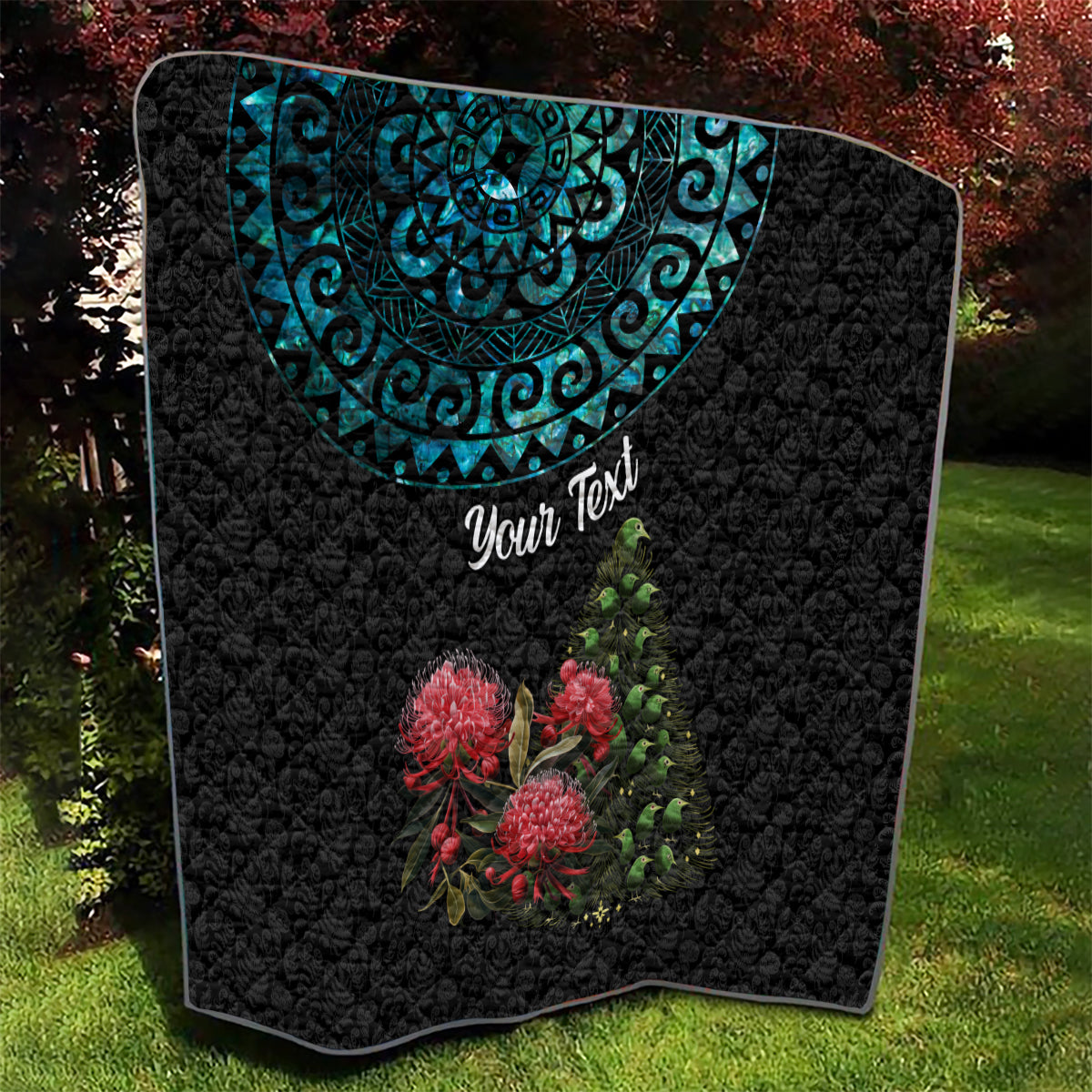 Personalized New Zealand Christmas Quilt Maori Santa Pikorua and Pohutukawa Meri Kirihimete LT03 - Polynesian Pride