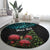 Personalized New Zealand Christmas Round Carpet Maori Santa Pikorua and Pohutukawa Meri Kirihimete LT03 - Polynesian Pride