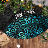 Personalized New Zealand Christmas Tree Skirt Maori Santa Pikorua and Pohutukawa Meri Kirihimete LT03 - Polynesian Pride