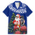 Personalized New Zealand Christmas Family Matching Mermaid Dress and Hawaiian Shirt Maori Santa Pikorua and Pohutukawa Meri Kirihimete Blue LT03 Dad's Shirt - Short Sleeve Blue - Polynesian Pride