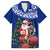 Personalized New Zealand Christmas Family Matching Off Shoulder Long Sleeve Dress and Hawaiian Shirt Maori Santa Pikorua and Pohutukawa Meri Kirihimete Blue LT03 Dad's Shirt - Short Sleeve Blue - Polynesian Pride