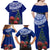 Personalized New Zealand Christmas Family Matching Off Shoulder Maxi Dress and Hawaiian Shirt Maori Santa Pikorua and Pohutukawa Meri Kirihimete Blue LT03 - Polynesian Pride