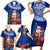 Personalized New Zealand Christmas Family Matching Short Sleeve Bodycon Dress and Hawaiian Shirt Maori Santa Pikorua and Pohutukawa Meri Kirihimete Blue LT03 - Polynesian Pride