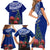 Personalized New Zealand Christmas Family Matching Short Sleeve Bodycon Dress and Hawaiian Shirt Maori Santa Pikorua and Pohutukawa Meri Kirihimete Blue LT03 - Polynesian Pride