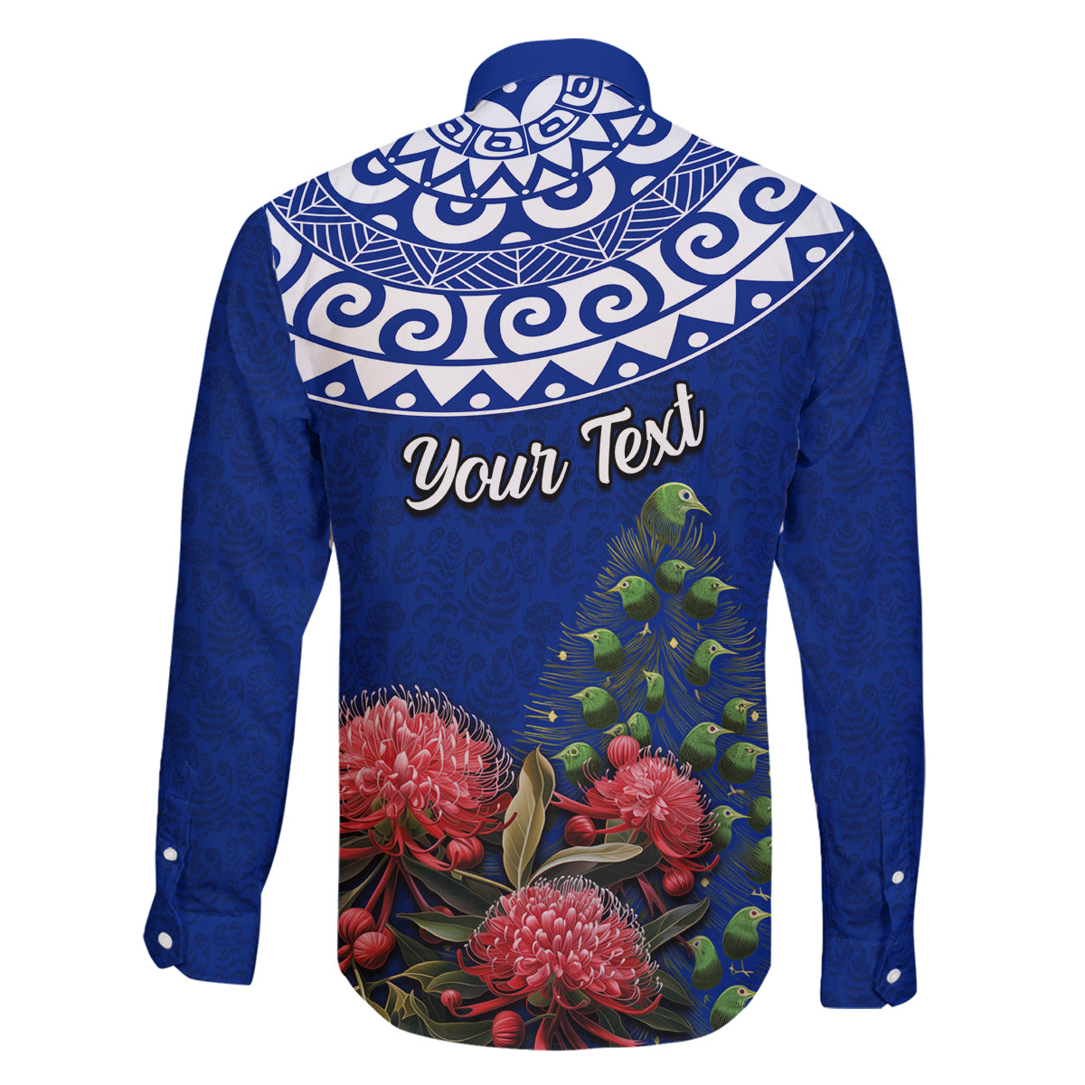 Personalized New Zealand Christmas Family Matching Tank Maxi Dress and Hawaiian Shirt Maori Santa Pikorua and Pohutukawa Meri Kirihimete Blue LT03 - Polynesian Pride