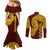 Tonga High School Couples Matching Mermaid Dress and Long Sleeve Button Shirt Traditional Ngatu and Polynesian Pattern LT03 - Polynesian Pride