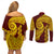 Tonga High School Couples Matching Off Shoulder Short Dress and Long Sleeve Button Shirt Traditional Ngatu and Polynesian Pattern LT03 - Polynesian Pride