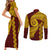 Tonga High School Couples Matching Short Sleeve Bodycon Dress and Long Sleeve Button Shirt Traditional Ngatu and Polynesian Pattern LT03 - Polynesian Pride