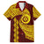 Tonga High School Family Matching Long Sleeve Bodycon Dress and Hawaiian Shirt Traditional Ngatu and Polynesian Pattern LT03 Dad's Shirt - Short Sleeve Yellow - Polynesian Pride