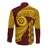 Tonga High School Long Sleeve Button Shirt Traditional Ngatu and Polynesian Pattern LT03 - Polynesian Pride