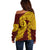 Tonga High School Off Shoulder Sweater Traditional Ngatu and Polynesian Pattern LT03 - Polynesian Pride