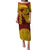 Tonga High School Puletasi Traditional Ngatu and Polynesian Pattern LT03 Long Dress Yellow - Polynesian Pride