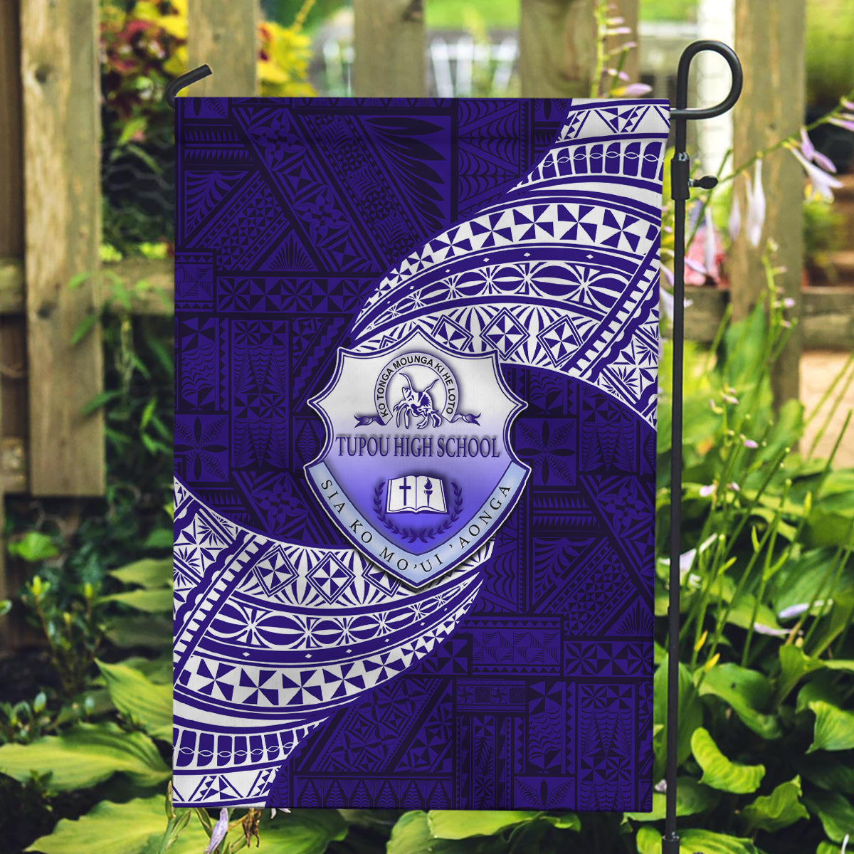 Tonga Tupou High School Garden Flag Traditional Ngatu and Polynesian Pattern LT03 Garden Flag Blue - Polynesian Pride