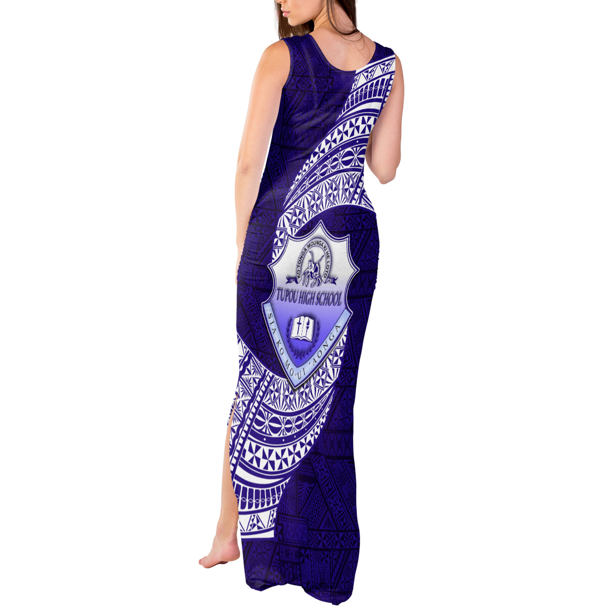 Tonga Tupou High School Tank Maxi Dress Traditional Ngatu and Polynesian Pattern LT03 - Polynesian Pride