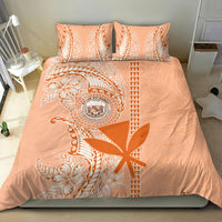 Kanaka Maoli Tropical Flowers with Kakau Tribal Bedding Set Peach Fuzz Color LT03 - Polynesian Pride