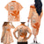 Kanaka Maoli Tropical Flowers with Kakau Tribal Family Matching Off Shoulder Long Sleeve Dress and Hawaiian Shirt Peach Fuzz Color LT03 - Polynesian Pride