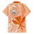 Kanaka Maoli Tropical Flowers with Kakau Tribal Family Matching Off Shoulder Short Dress and Hawaiian Shirt Peach Fuzz Color LT03 - Polynesian Pride