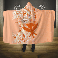 Kanaka Maoli Tropical Flowers with Kakau Tribal Hooded Blanket Peach Fuzz Color LT03 One Size Peach Fuzz - Polynesian Pride