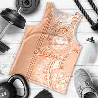 Kanaka Maoli Tropical Flowers with Kakau Tribal Men Tank Top Peach Fuzz Color LT03 - Polynesian Pride