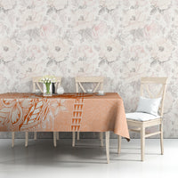 Kanaka Maoli Tropical Flowers with Kakau Tribal Tablecloth Peach Fuzz Color LT03 - Polynesian Pride