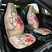 Hawaiian Tropical Flowers and Tribal Turtles Car Seat Cover Polynesian Art Motifs Beige Color - Polynesian Pride