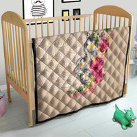 Hawaiian Tropical Flowers and Tribal Turtles Quilt Polynesian Art Motifs Beige Color - Polynesian Pride