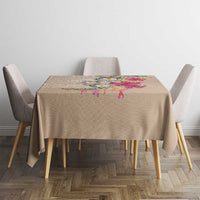 Hawaiian Tropical Flowers and Tribal Turtles Tablecloth Polynesian Art Motifs Beige Color LT03 - Polynesian Pride
