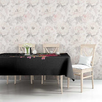 Hawaiian Tropical Flowers and Tribal Turtles Tablecloth Polynesian Art Motifs Black Color LT03 - Polynesian Pride