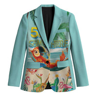Aloha Hawaii It's 5 o'clock Somewhere Blazer Chill Parrot on Beach with Tropical Plants - Polynesian Pride