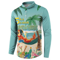 Aloha Hawaii It's 5 o'clock Somewhere Button Sweatshirt Chill Parrot on Beach with Tropical Plants LT03 - Polynesian Pride