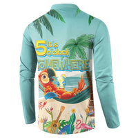 Aloha Hawaii It's 5 o'clock Somewhere Button Sweatshirt Chill Parrot on Beach with Tropical Plants LT03 - Polynesian Pride