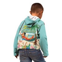 Aloha Hawaii It's 5 o'clock Somewhere Kid Hoodie Chill Parrot on Beach with Tropical Plants - Polynesian Pride
