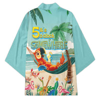 Aloha Hawaii It's 5 o'clock Somewhere Kimono Chill Parrot on Beach with Tropical Plants - Polynesian Pride