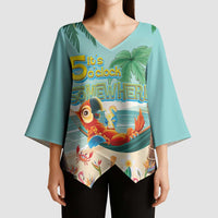 Aloha Hawaii It's 5 o'clock Somewhere Kimono Sleeve Blouse Chill Parrot on Beach with Tropical Plants LT03 - Polynesian Pride