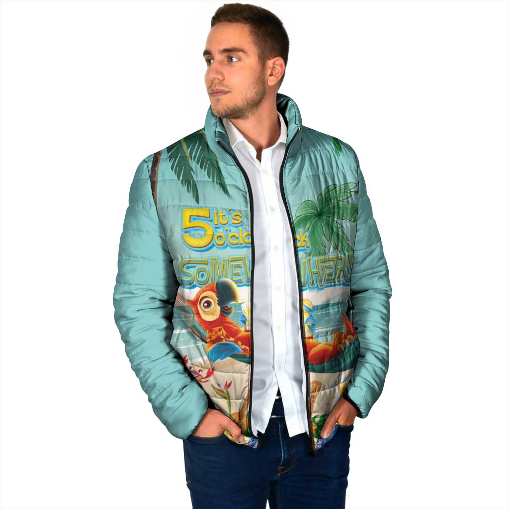 Aloha Hawaii It's 5 o'clock Somewhere Padded Jacket Chill Parrot on Beach with Tropical Plants LT03 - Polynesian Pride