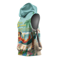 Aloha Hawaii It's 5 o'clock Somewhere Sleeveless Hoodie Chill Parrot on Beach with Tropical Plants LT03 - Polynesian Pride