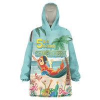 Aloha Hawaii It's 5 o'clock Somewhere Wearable Blanket Hoodie Chill Parrot on Beach with Tropical Plants LT03 One Size Multicolor - Polynesian Pride