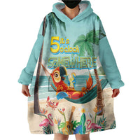 Aloha Hawaii It's 5 o'clock Somewhere Wearable Blanket Hoodie Chill Parrot on Beach with Tropical Plants LT03 - Polynesian Pride