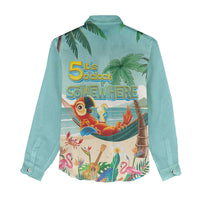 Aloha Hawaii It's 5 o'clock Somewhere Women Casual Shirt Chill Parrot on Beach with Tropical Plants - Polynesian Pride