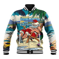 Mele Kalikimaka Hawaii It's 5 o'clock Somewhere Baseball Jacket Funny Lazy Santa Claus Chilling with Cocktail LT03 Unisex Multicolor - Polynesian Pride