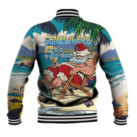 Mele Kalikimaka Hawaii It's 5 o'clock Somewhere Baseball Jacket Funny Lazy Santa Claus Chilling with Cocktail LT03 - Polynesian Pride