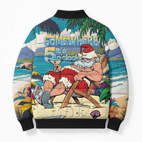 Mele Kalikimaka Hawaii It's 5 o'clock Somewhere Bomber Puffer Jacket Funny Lazy Santa Claus Chilling with Cocktail LT03 - Polynesian Pride