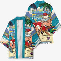 Mele Kalikimaka Hawaii It's 5 o'clock Somewhere Kimono Funny Lazy Santa Claus Chilling with Cocktail - Polynesian Pride