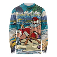 Mele Kalikimaka Hawaii It's 5 o'clock Somewhere Long Sleeve Shirt Funny Lazy Santa Claus Chilling with Cocktail LT03 Unisex Multicolor - Polynesian Pride