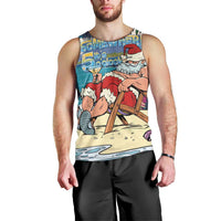 Mele Kalikimaka Hawaii It's 5 o'clock Somewhere Men Tank Top Funny Lazy Santa Claus Chilling with Cocktail LT03 - Polynesian Pride