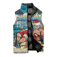 Mele Kalikimaka Hawaii It's 5 o'clock Somewhere Sleeveless Puffer Jacket Funny Lazy Santa Claus Chilling with Cocktail LT03 - Polynesian Pride