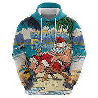 Mele Kalikimaka Hawaii It's 5 o'clock Somewhere Zip Hoodie Funny Lazy Santa Claus Chilling with Cocktail LT03 - Polynesian Pride