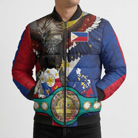 Custom Philippines World Champion Boxing Bomber Puffer Jacket Eagle-Grunge Design - Polynesian Pride